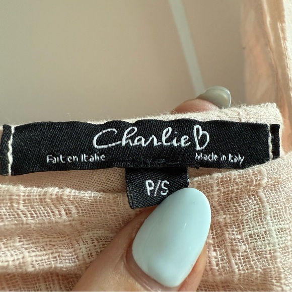 Charlie B pink & white polka dot sleeveless woven cotton gauze dress - Small - Picture 5 of 5